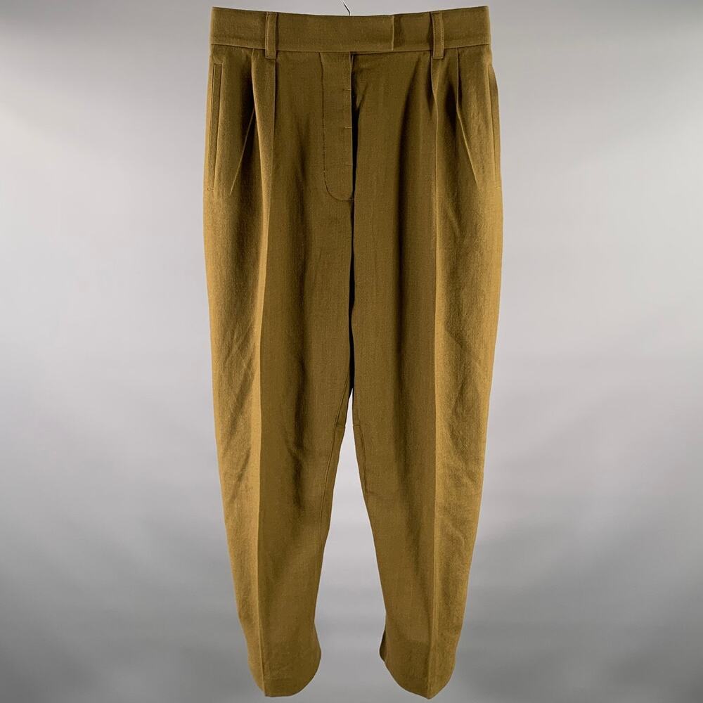 HAIDER ACKERMANN Size 31 Brown Olive Wool Pleated Casual Pants